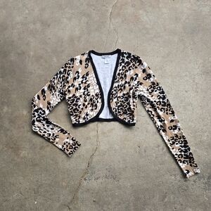 Vintage Cache Crop Open Bolero Cardigan Leopard Cheetah Y2k Top S